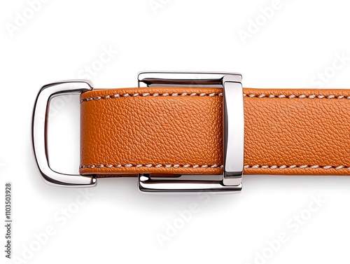 Leather belt with buckle, isolated on white background 