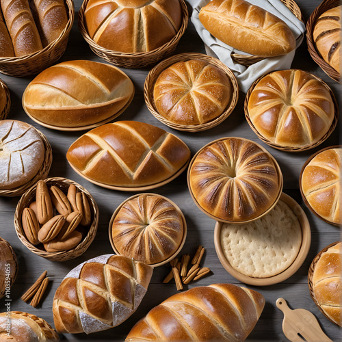 Cestino da panettiere pieno di diversi tipi di pane