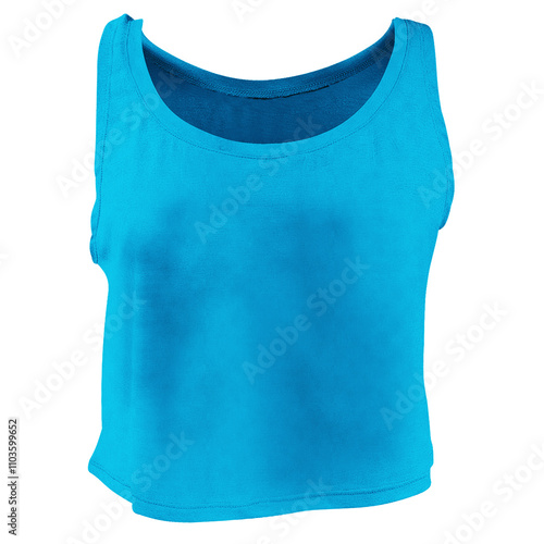 Place Your Artwork On This Front View Classical Womens Top Mockup In Atoll Blue Color, And You Will Get A Realistic Result.