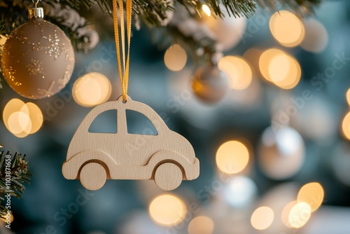 A gingerbread vehicle embellished with frosting and a quinine for the holidays.