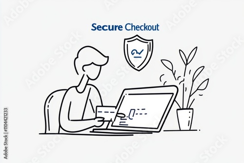 Secure online payment with credit card and shield icon protecting transaction data