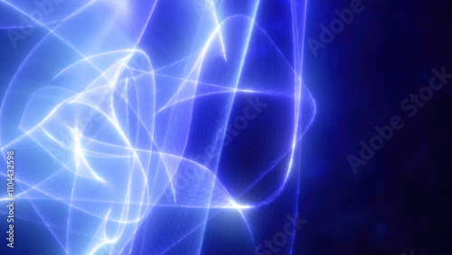 Abstract neon blue light waves on a dark background, creating a dynamic and futuristic energy flow. Ideal for backgrounds, technology themes, and creative designs