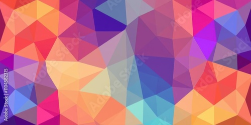 Abstract background illustration featuring a vibrant Delaunay Voronoi triangulation pattern in a colorful gradient palette, colorful, digital