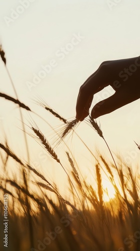 Silhouette of wheats. Hand on the background of a wheat field. Wheat field at sunset. Wheat background. Wheat harvesting field in Ukraine. Wheats nature concept. Wheats blurred. Nature wheats field.