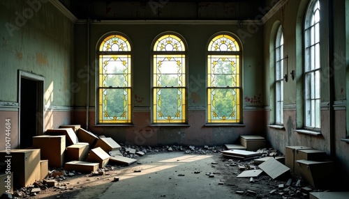  Abandoned grandeur A oncemagnificent room now in disrepair