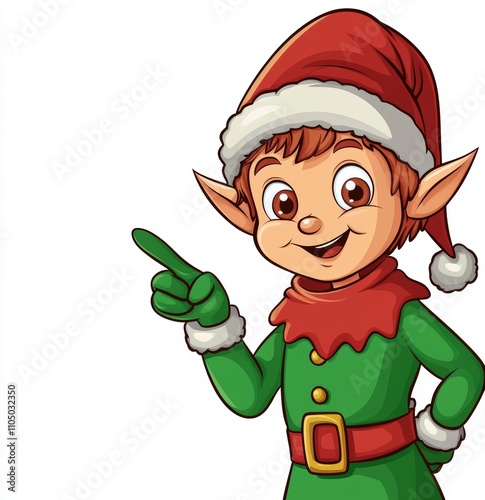 A solo, modernly depicted little elf illustrated on a white background.