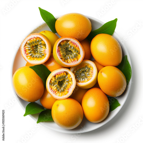 Top View of a Bowl of Tropical Passion Fruits