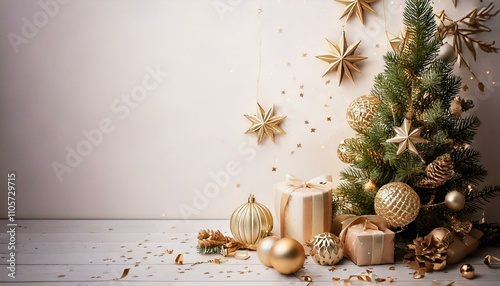 Modern Christmas decorations gold white