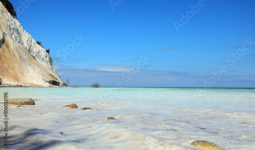 natural scenery with white cliffs and clear waters of the Baltic Sea in Southern Denmark