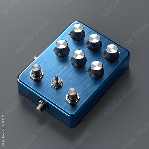 Sturdy Blue Music Effect Pedal with Silver Knobs and Switches