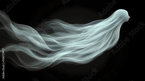 Whisps of ghostly mist, isolated from background, slowly dissipating into thin air. Ethereality. Illustration