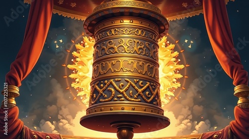 Tibetan Prayer Wheel Illustration