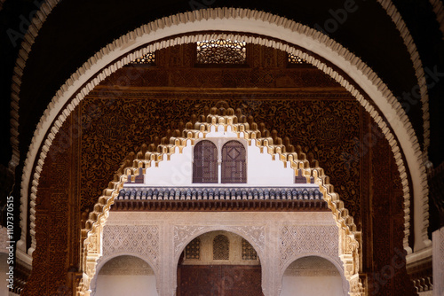 Granada (Spain). Access to the Golden Room of the Palace of Comares inside the Nasrid Palaces of the Alhambra in Granada