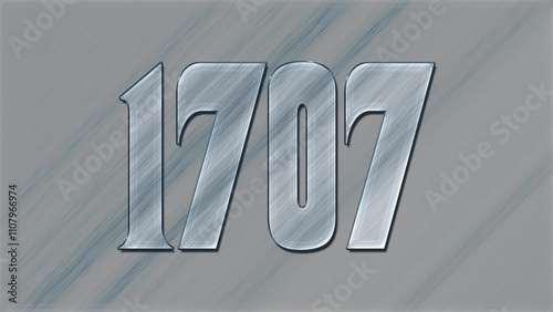 3D Glass effect number design of 1707, glassy background.