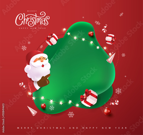 Merry Christmas banner with festive decoration 