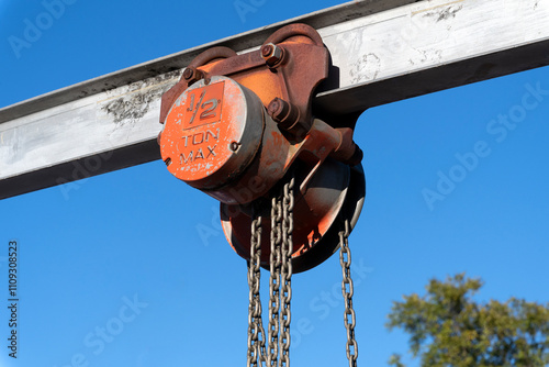 A half ton winch on a metal beam