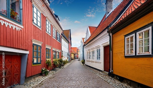 narrow street in the historical old town in visby sweden