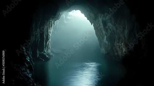 The luminous abyssal grotto. Abyssal. Illustration