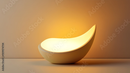 A sculptural modern table lamp isolated on a neutral background, with soft ambient illumination sculptural lamp, illumination, ambient modern. Sculptural. Illustration