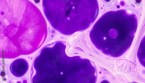 Adipose tissue human, Soft palate human, Bone human and Striated (skeletal) muscle human under the microscope in Lab isolated with white highlights, png