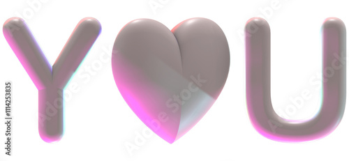 YOU valenitine concept holographic isolated on transparent background