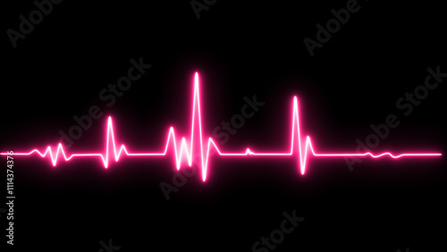 Heartbeat lines. neon heartbeat display screen for medical research and a bright wave signal.