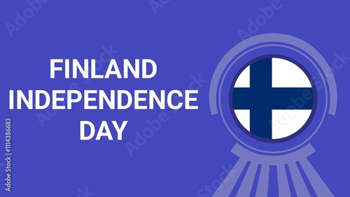 Happy Finland Independence Day modern minimal graphic poster illustration.