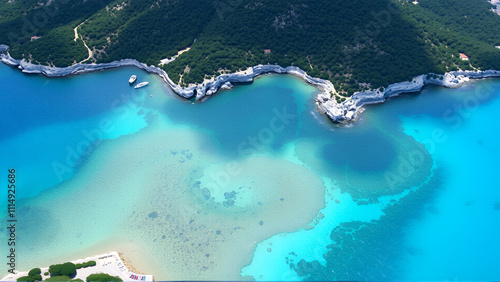 South Corsica, turquoise sea and green landscape from above. France