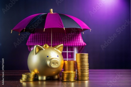 piggy bank umbrella on top coins next, default recovery restructuring turnaround