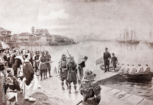 Commodore Perry disembarks in Tokyo on July 8, 1853 Paited by W. Tyndale