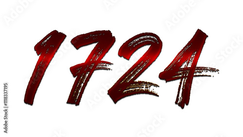 3D blood red number design of 1724 on white background.