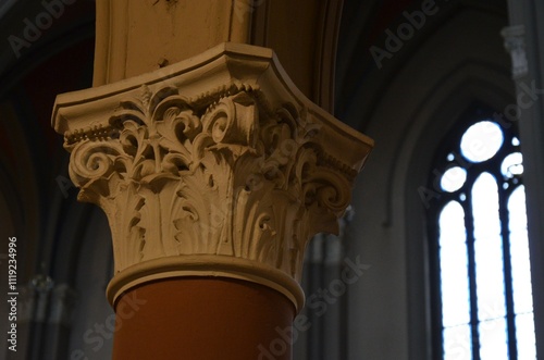 inside the famous Markt Kirche in Wiesbaden, a brick building in neo-Gothic style