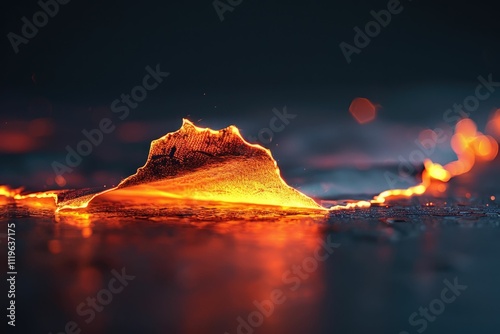 Abstract image of fiery orange flames on a dark background. background removed