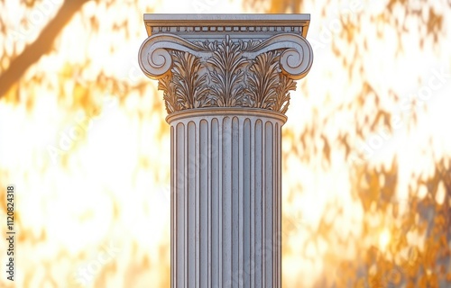 Greek Column Architectural Illustration Vector Soft Light Antique Minimalist Symmetry