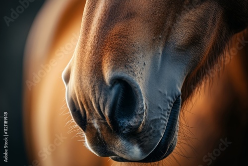 Close up of a neighing horse in natural light