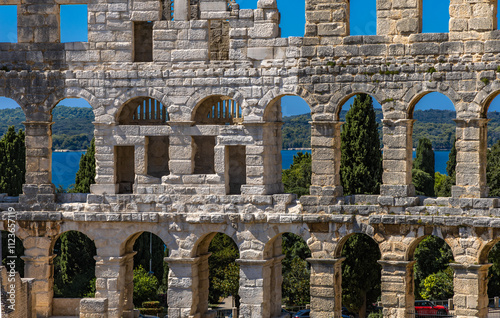 Amphitheater arena for gladiator fights in Pula