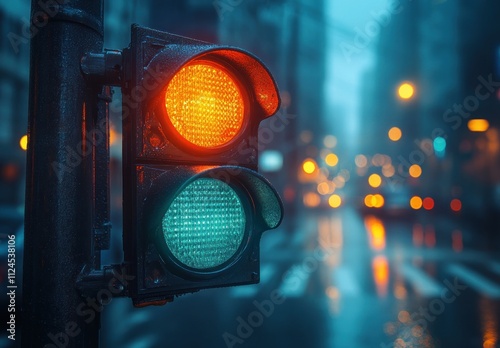 green traffic light pedestrian signal urban safety transportation control walk go stop symbol semaphore street road warning