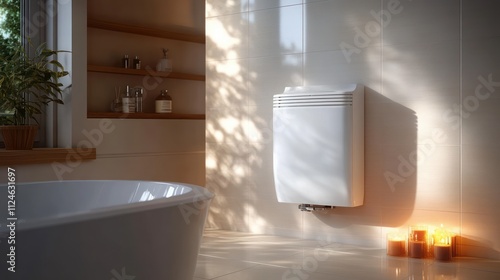 Modern Bathroom with White Water Heater Mirror and Sink