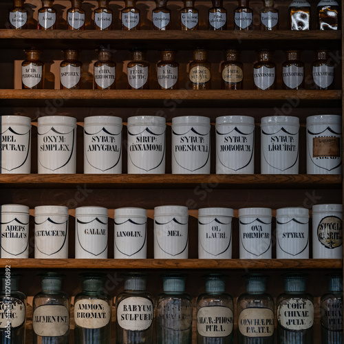 The old drawer cabinet of apothecary