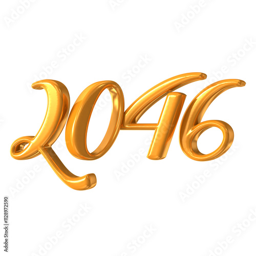 Happy New Year Number 2046 Gold 3D Render