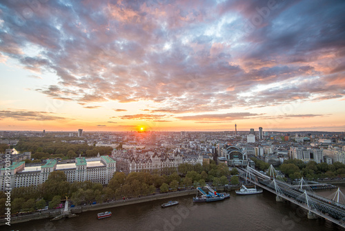 Sunset over the River Thames showcasing London’s skyline from a high vantage point