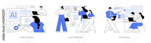 Degree in Computing isolated cartoon vector illustrations se