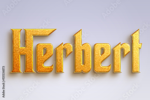 Gold text effect of Deutsche name Herbert on light-blue background.