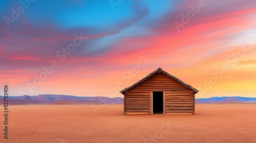 a traditional Navajo hogan with a wooden frame and mud walls