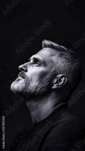 Capturing the essence of character through a striking side profile in dramatic black and white