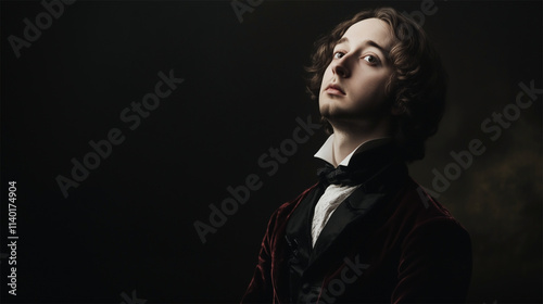 AI-generated facial reconstruction of young Charles Dickens, based on the 1839 portrait painted by Daniel Maclise. 