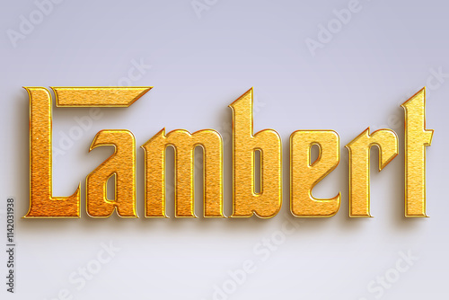 Gold text effect of German name Lambert on light-blue background.