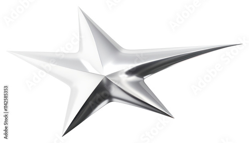 PNG Y2k chrome shooting star metallic abstract art.