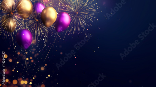 Nowy rok, Happy new year, balony, fajerwerki, życzenia noworoczne