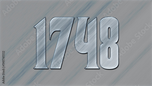 3D Glass effect number design of 1748, glassy background.